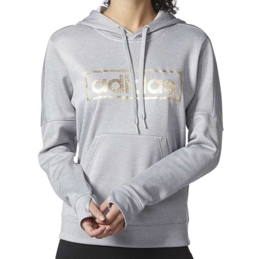 ADIDAS Metallic Foil Logo Graphic Hoodie Grey